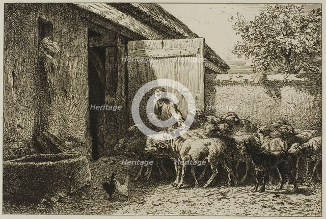 Shepherdess, 1864–66. Creator: Charles Emile Jacque.