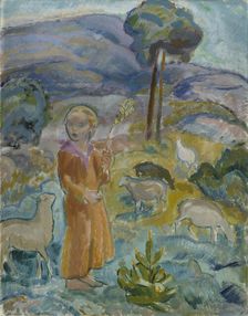 Shepherdess, 1915. Creator: Yrjö Aleksander Ollila