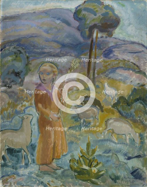 Shepherdess, 1915. Creator: Yrjö Aleksander Ollila.