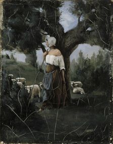 Shepherdess and Sheep, 1879. Creator: Aukusti Uotila