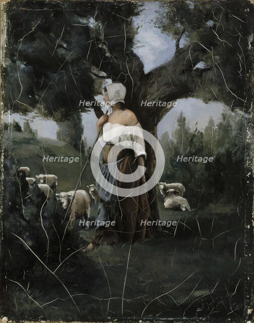 Shepherdess and Sheep, 1879. Creator: Aukusti Uotila.