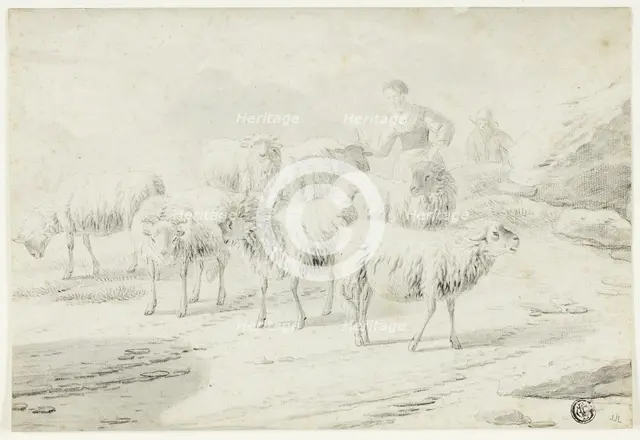 Shepherdess and Sheep, n.d. Creator: Philipp Peter Roos.