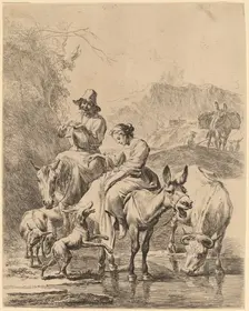 Shepherdess on a Donkey. Creator: Nicolaes Berchem