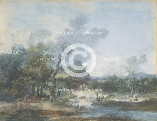Shepherdess near a Waterfall, n.d.. Creator: Louis Gabriel Moreau.