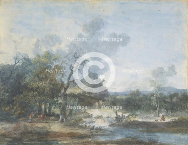 Shepherdess near a Waterfall, n.d.. Creator: Louis Gabriel Moreau.