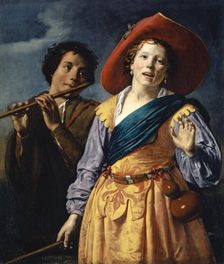Shepherdess singing with Shepherd, 1630. Creator: Johannes Moreelse