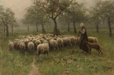 Shepherdess with a Flock of Sheep, c.1870-c.1888. Creator: Anton Mauve