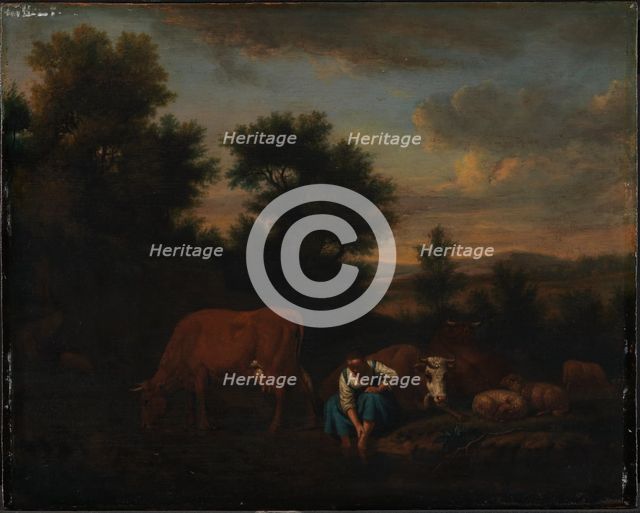 Shepherdess with Cattle, 1651-1672. Creator: Adriaen van de Velde.