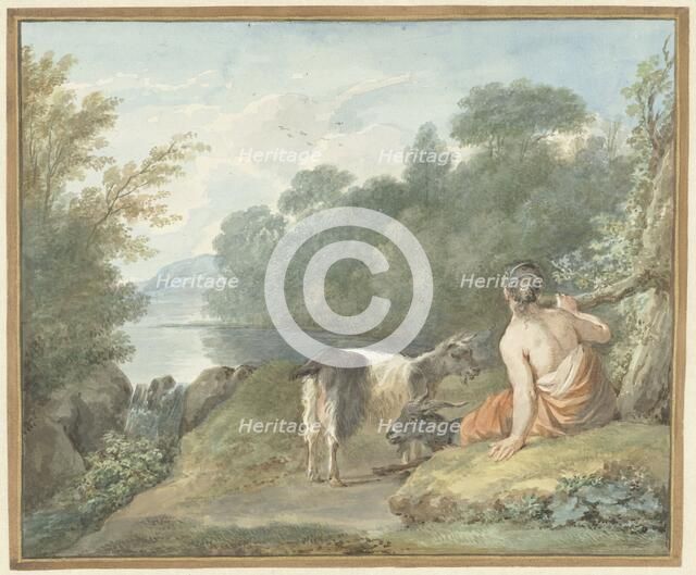Shepherdess with goats in a landscape with a lake, 1781. Creator: Aert Schouman.