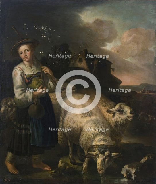Shepherdess with her Sheep. Creator: Giacinto Brandi.
