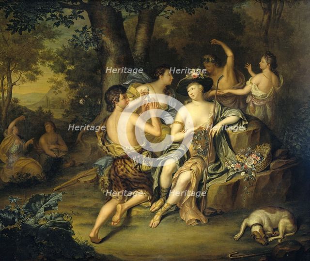 "Shepherds and Shepherdesses in a Landscape, 1735. Creator: Hieronymus van der Mij.