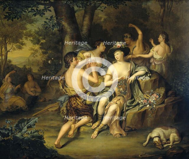 "Shepherds and Shepherdesses in a Landscape, 1735. Creator: Hieronymus van der Mij.