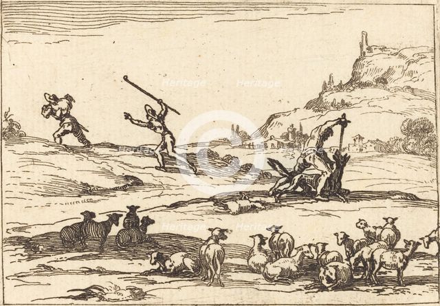Shepherds Defending their Herds, 1628. Creator: Jacques Callot.