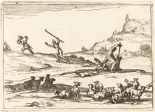 Shepherds Defending their Herds, 1628. Creator: Jacques Callot