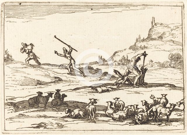 Shepherds Defending their Herds, 1628. Creator: Jacques Callot.