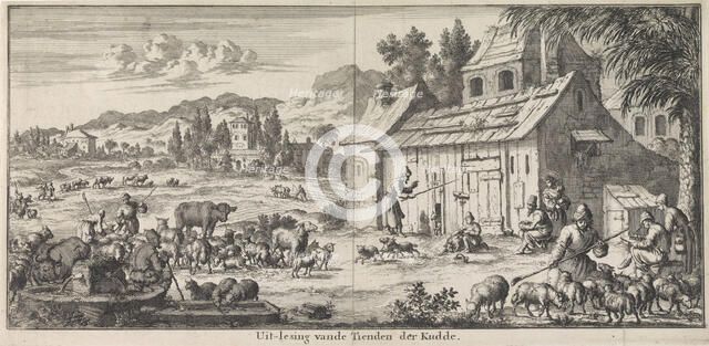 Shepherds give up a tenth of their flock, 1683. Creator: Luyken, Jan (Johannes) (1649-1712).