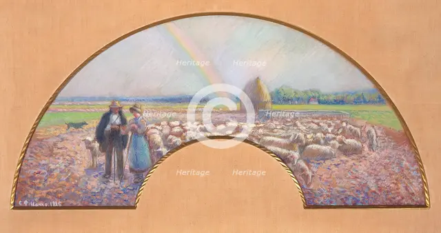 Shepherds in the Fields with Rainbow, 1885. Creator: Camille Pissarro.