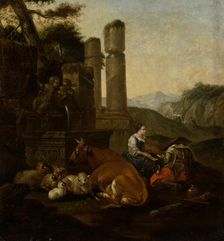 Shepherds in the Roman Campagna, 1660-1665. Creator: Theodor Roos
