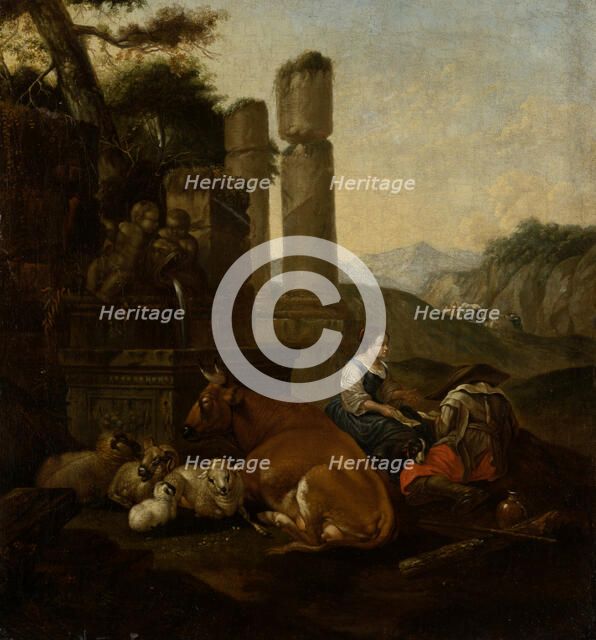Shepherds in the Roman Campagna, 1660-1665. Creator: Theodor Roos.
