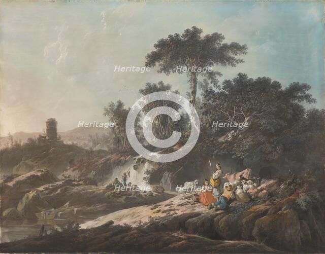 Shepherds Resting by a Stream, 1779. Creator: Jean-Baptiste Pillement.