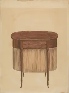 Sheraton Mahogany Sewing Table, 1935/1942. Creator: Ferdinand Cartier