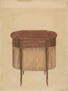 Sheraton Mahogany Sewing Table, 1935/1942. Creator: Ferdinand Cartier