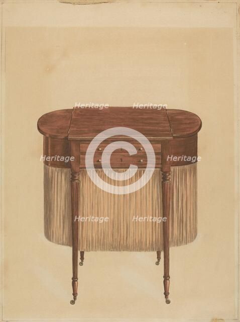Sheraton Mahogany Sewing Table, 1935/1942. Creator: Ferdinand Cartier.