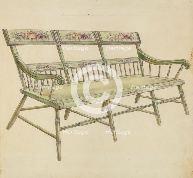 Sheraton Painted Three-Back Settee, 1935/1942. Creator: Unknown.