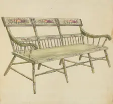 Sheraton Painted Three-Back Settee, 1935/1942. Creator: Unknown