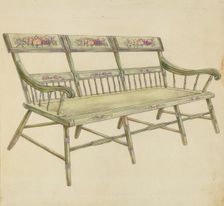 Sheraton Painted Three-Back Settee, 1935/1942. Creator: Unknown