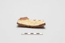 sherd, red body, white slip, yellow glaze, Mamluk period, 1250-1516. Creator: Unknown