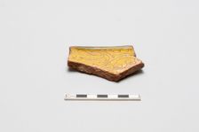 sherd, red body, white slip, yellow glaze, Mamluk period, 1250-1517. Creator: Unknown