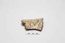 sherd, red body, white slip, pale yellow glaze, Mamluk period, 1250-1516. Creator: Unknown