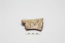 sherd, red body, white slip, pale yellow glaze, Mamluk period, 1250-1516. Creator: Unknown