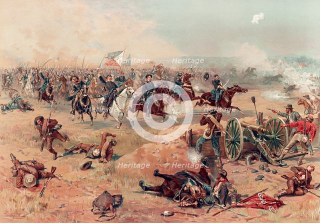 Sheridan's Final Charge at Winchester, pub. 1886. Creator: Thure de Thulstrup (1848 - 1930).