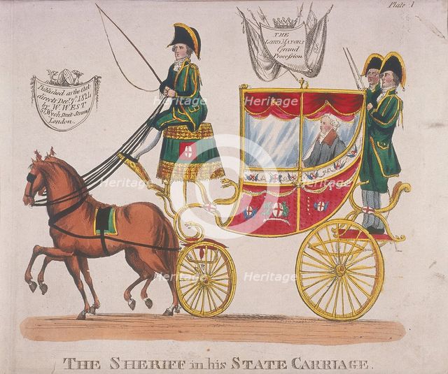 Sheriff in his state carriage during the Lord Mayor's Procession, 1824. Artist: Anon