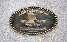 Sherlock Holmes plaque on the outside of 221b Baker Street, London. Artist: Dr Stephen Coyne