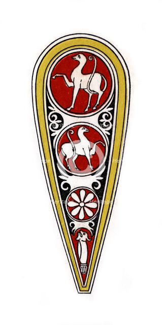 Shield, 12th century, (1843).Artist: Henry Shaw