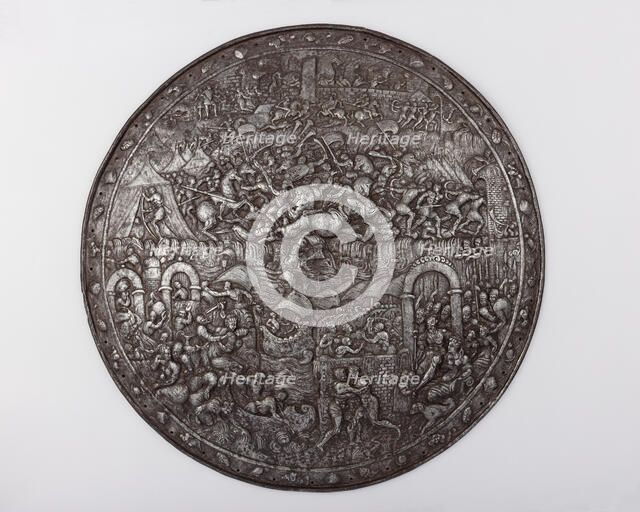 Shield Depicting the Siege of Troy, French, ca. 1580-90. Creator: Unknown.