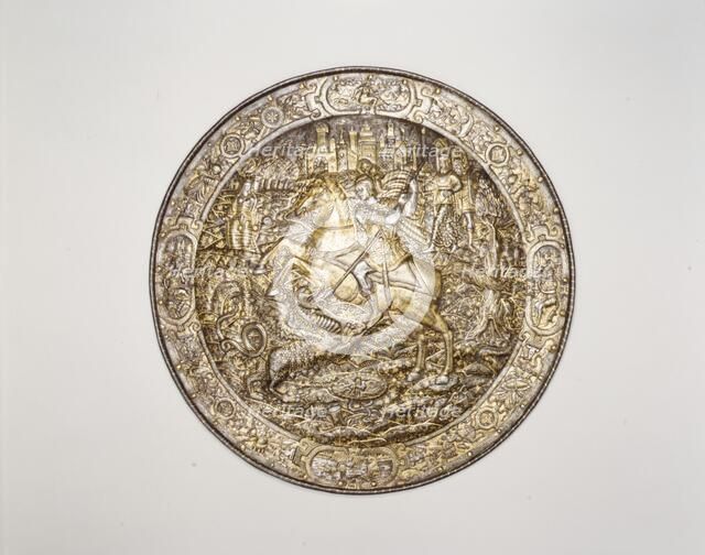 Shield Depicting Saint George Slaying the Dragon, Italian, Milan, ca. 1560-70. Creator: Unknown.