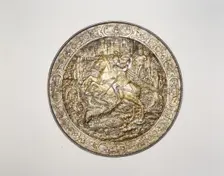 Shield Depicting Saint George Slaying the Dragon, Italian, Milan, ca. 1560-70. Creator: Unknown