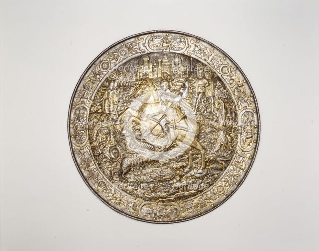 Shield Depicting Saint George Slaying the Dragon, Italian, Milan, ca. 1560-70. Creator: Unknown.