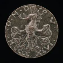 Shield, Helmet, Elephant-crest, and Mantling [reverse], 1446. Creator: Matteo di Andrea de Pasti