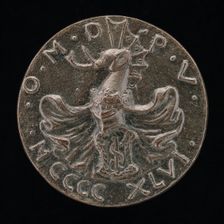 Shield, Helmet, Elephant-crest, and Mantling [reverse], 1446. Creator: Matteo di Andrea de Pasti