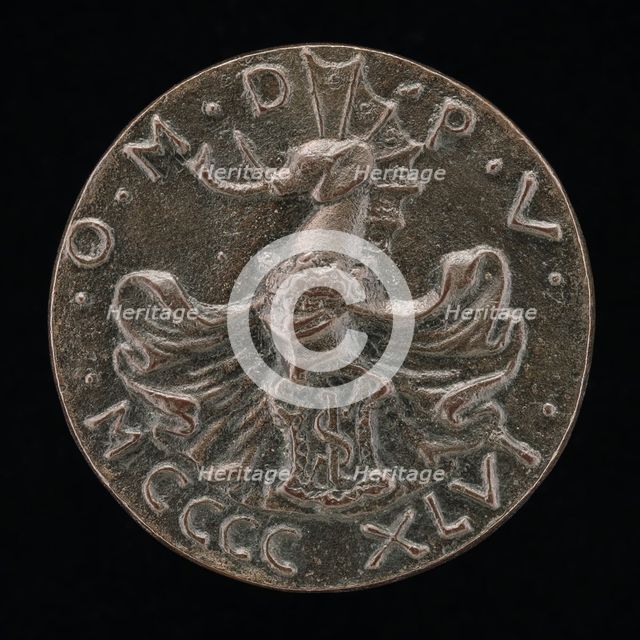 Shield, Helmet, Elephant-crest, and Mantling [reverse], 1446. Creator: Matteo di Andrea de Pasti.