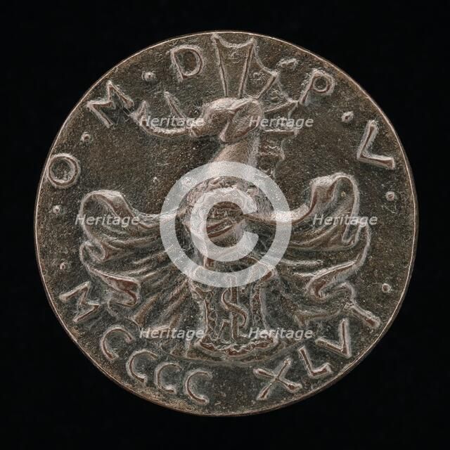 Shield, Helmet, Elephant-crest, and Mantling [reverse], 1446. Creator: Matteo di Andrea de Pasti.