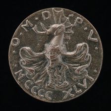 Shield, Helmet, Elephant-crest, and Mantling [reverse], 1446. Creator: Matteo di Andrea de Pasti