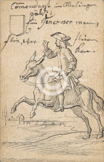 Shield Knave: A Horseman, 1712 or later.  Creator: Johannes Brandenberg.