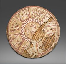Shield Painted with Abstract Figures, A.D. 100/600. Creator: Unknown