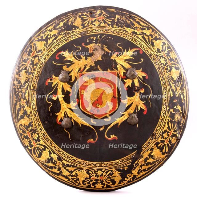 Shield, probably Indian; lacquerwork, Southeast Asian, Thailand or Burma..., 1st half 17th century. Creator: Unknown.